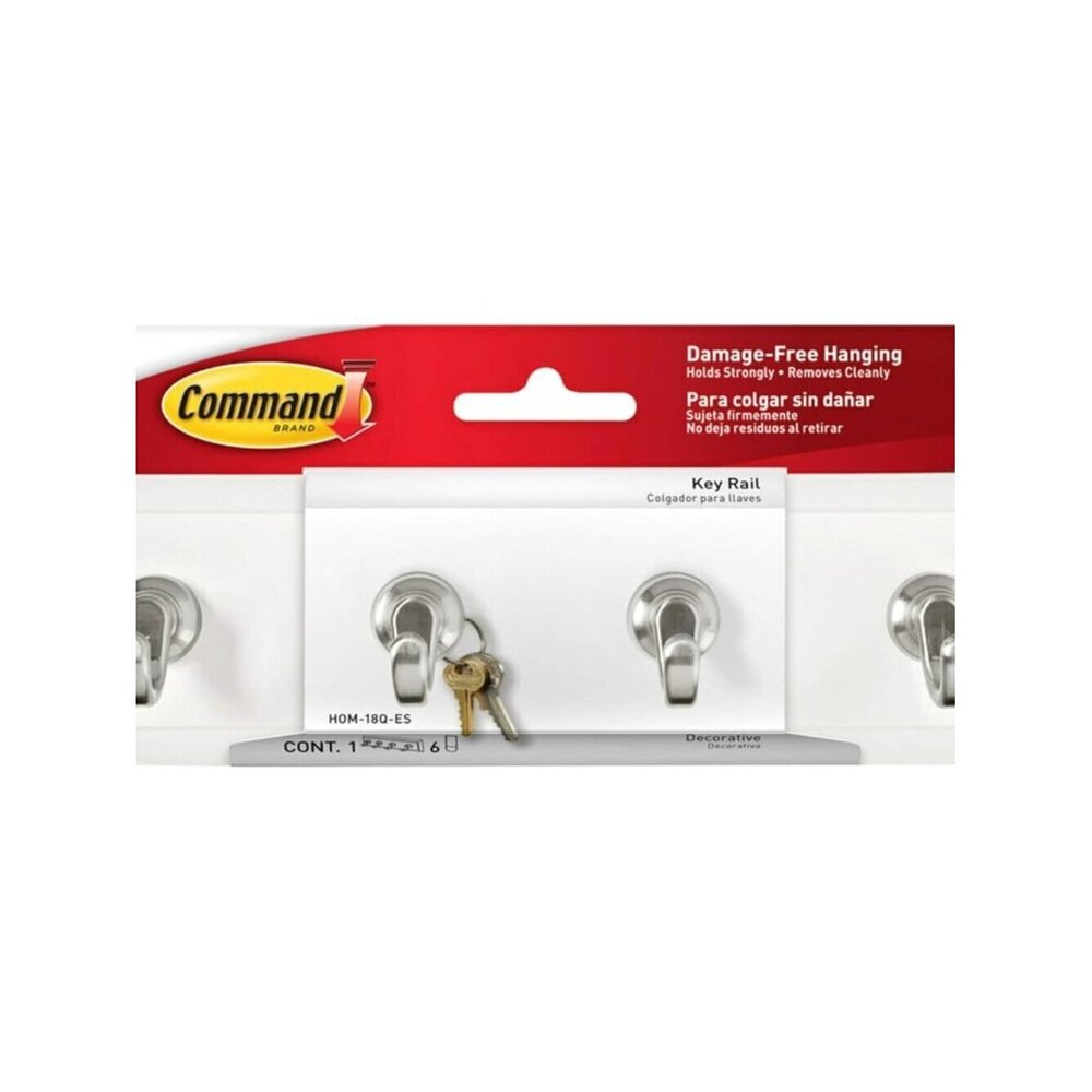 Adhesive Key Rail Wall Mount Quartz 4-Hook